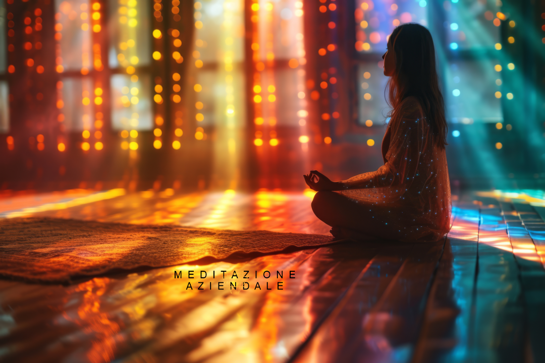 psicologia e meditazione: donna in meditazione consapevole in ambiente rilassante